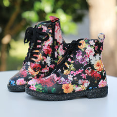 Flower Print Dress Boots for Girls Non-slip Comfortable Shoes