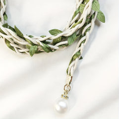 2pcs Rattan Curtain Holdback Faux Pearl Beaded Rope Home Decoration