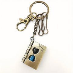 Hourglass Book Keychain Retro Pendant Key Ring Men & Women Car Bag Decor