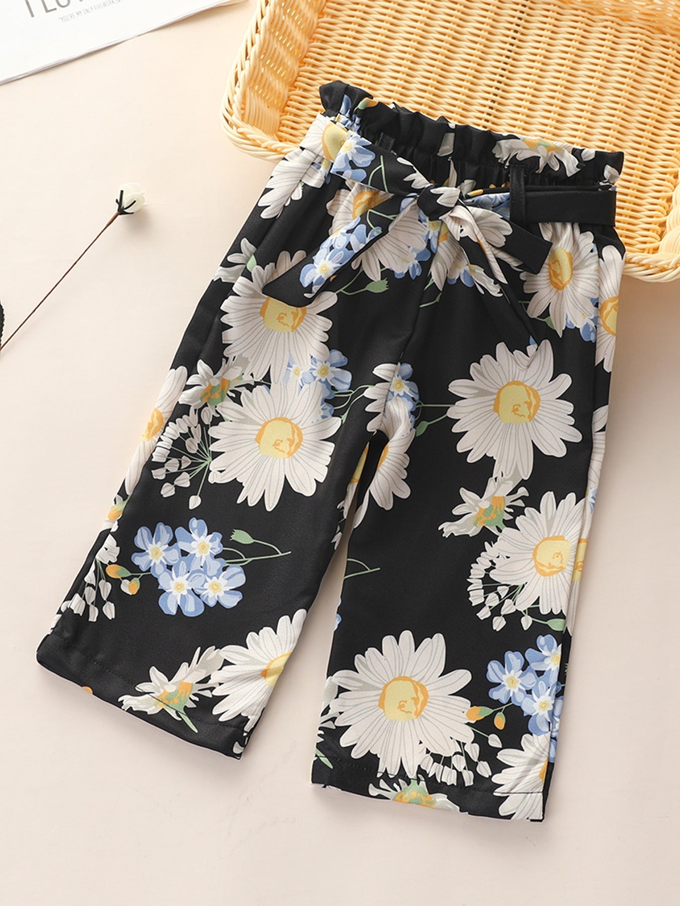 Girls Flower Wide Leg Pants