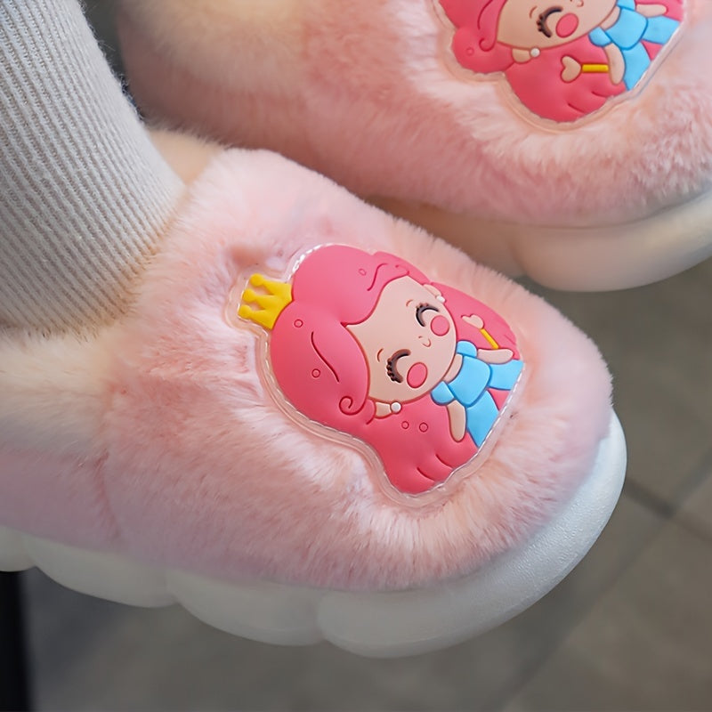 Girls Cartoon Furry House Shoes - Non Slip Soft Bottom - Indoor Autumn/Winter