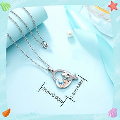 Mermaid Pattern Heart Shape Pendant Necklace