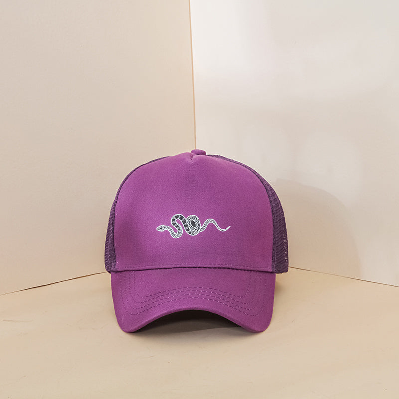 Snake Embroidery Mesh Baseball Cap Cotton Casual Sun Visor Hats Man Unisex