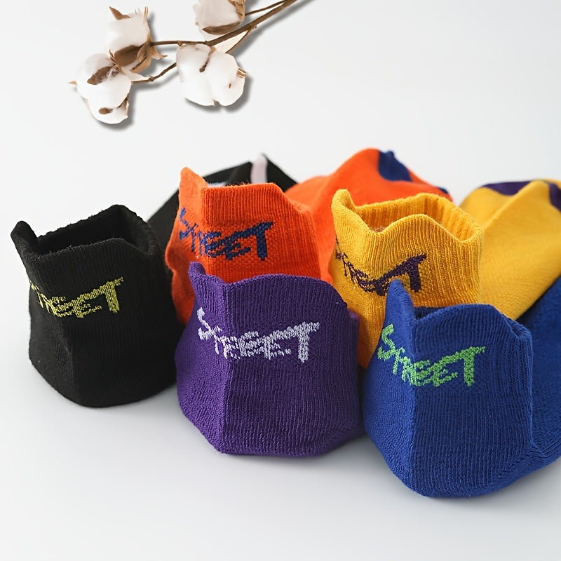 10 Pairs Letter Print Sports Low Cut Ankle Socks for Women