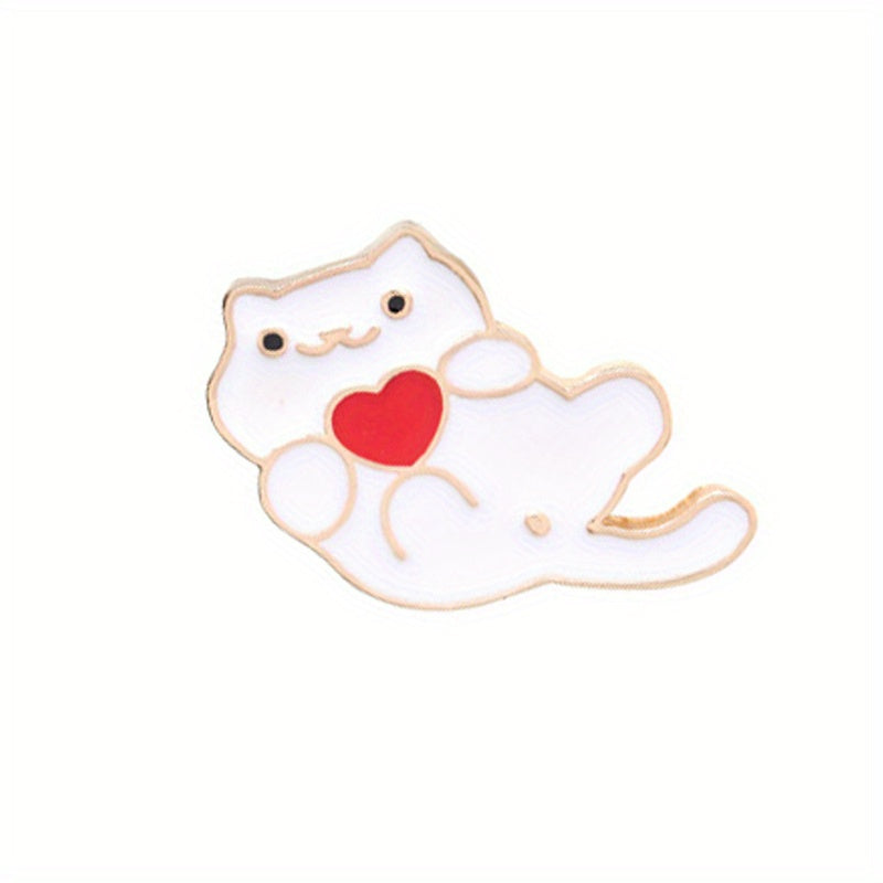 Cat And Cat Cartoon Alloy Drop Brooch Fashionable Jewelry Accessories For Women