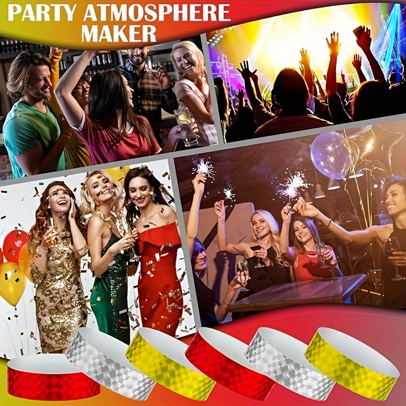 300pcs Holographic Party Wristbands - Waterproof Paper Bracelets