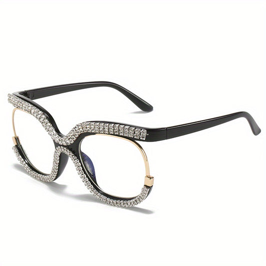 Owl Anti Light Glasses Rhinestone Clear Lens Glasses
