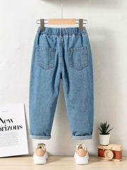 Girls' Classic Denim Trousers Baggy Fit All match For Outerwear