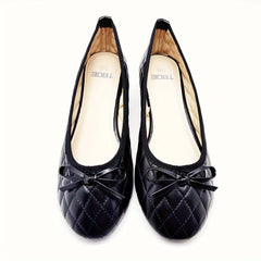 Women's Bowknot Ballet Shoes Slip On Quilted Lightweight Walking Shoes