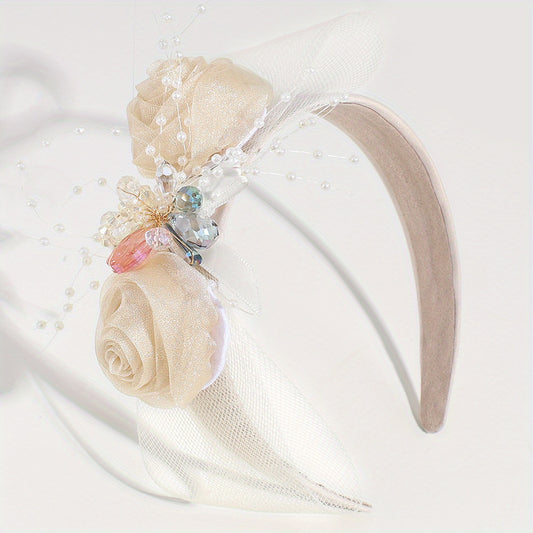 Crystal Beaded Wide Headband for Wedding Bridal Hair