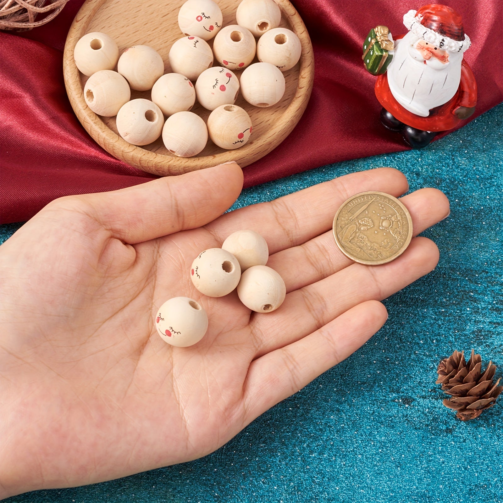 20pcs Large Hole Wooden Round Beads for DIY Decoration