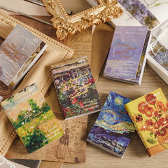 50 Piece Mini Painting Art Retro Journal Backing Paper Set