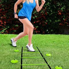 Agility Ladder Set 12 Rungs 12 Cones 4 Stakes Carry Bag