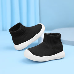 Unisex Children's Solid Woven Knit Sock Shoes