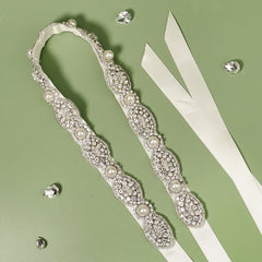Crystal Rhinestone Bridal Belt with Organza Ribbon