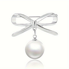 Faux Pearl Brooch Metallic Dress Accessories Wedding Jewelry