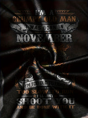 November Born Skeleton Print Men's Graphic Round Neck T shirt