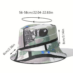 Unisex Sunshade Bucket Hat with Cartoon Pattern for Climbing Fishing