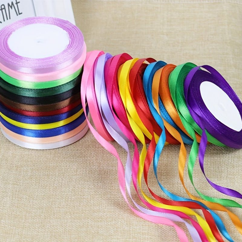 25yd Roll 6mm Silk Satin Ribbon For Craft Wedding Christmas DIY Gift Wrapping