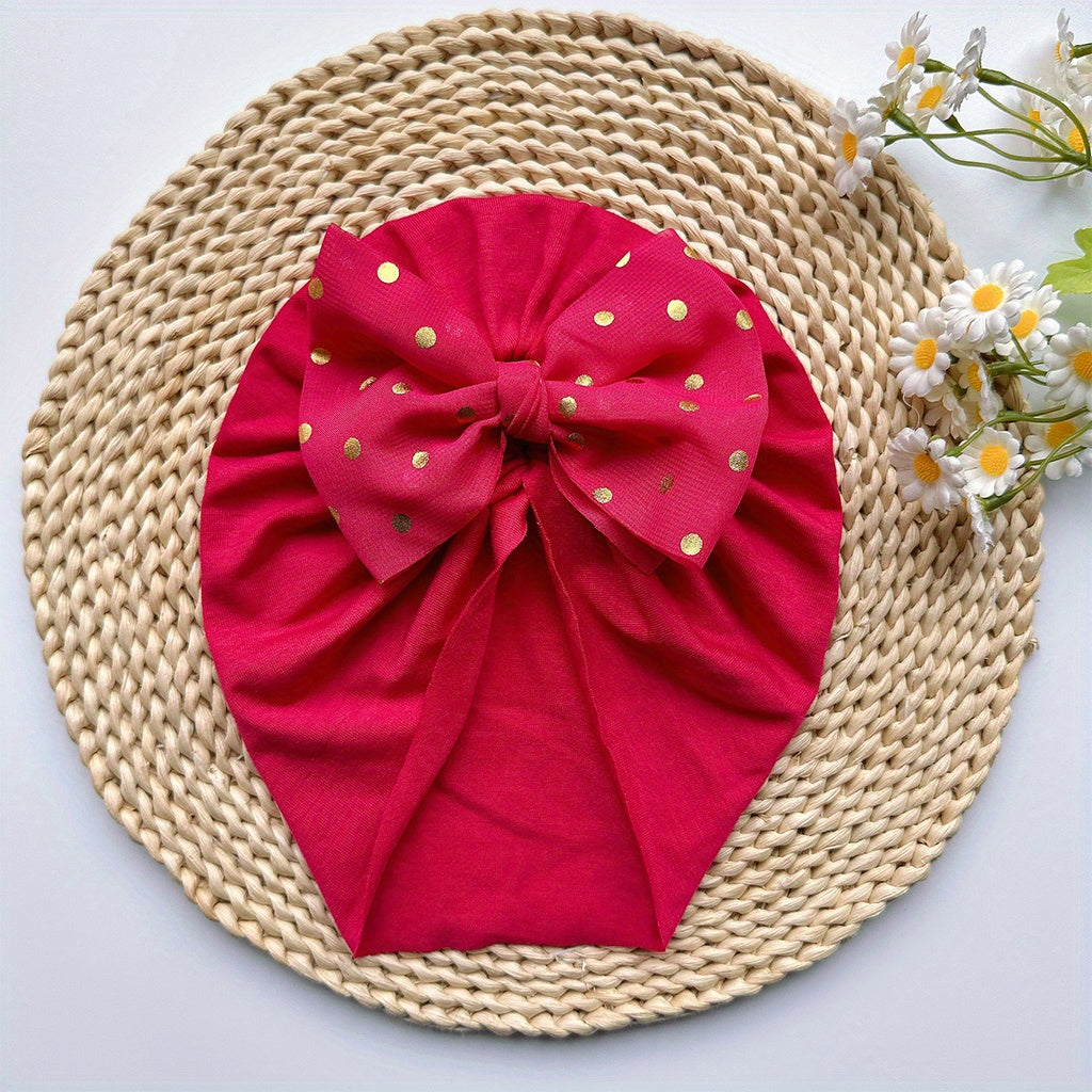 Baby Girls Polka Dots Flowers Decor Cap Soft Head Wrap