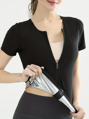 Zipper Tank Top Tummy Control Shapewear Slimming Short Sleeve
