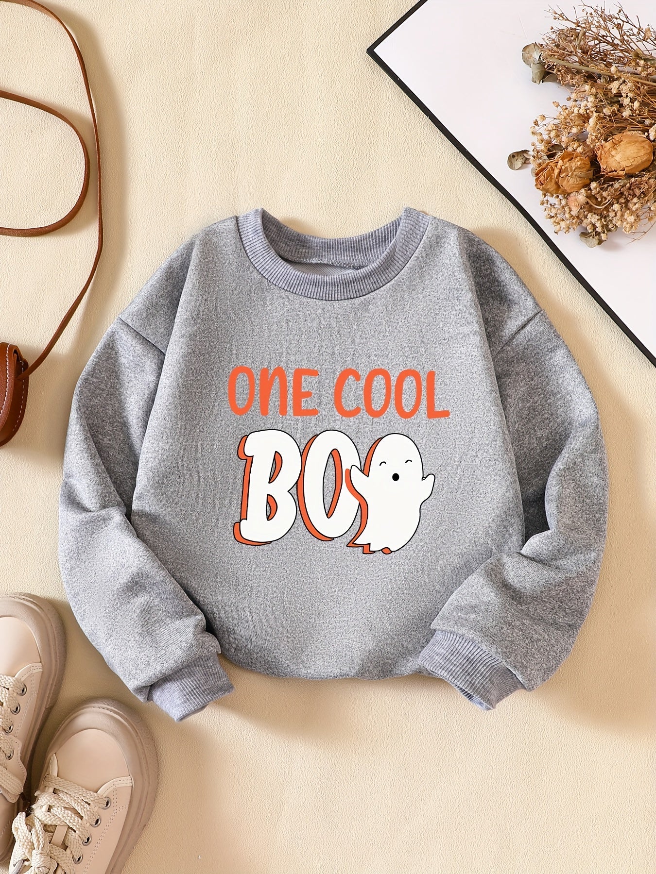 Boys ONE BOO Letter Print Sweatshirt