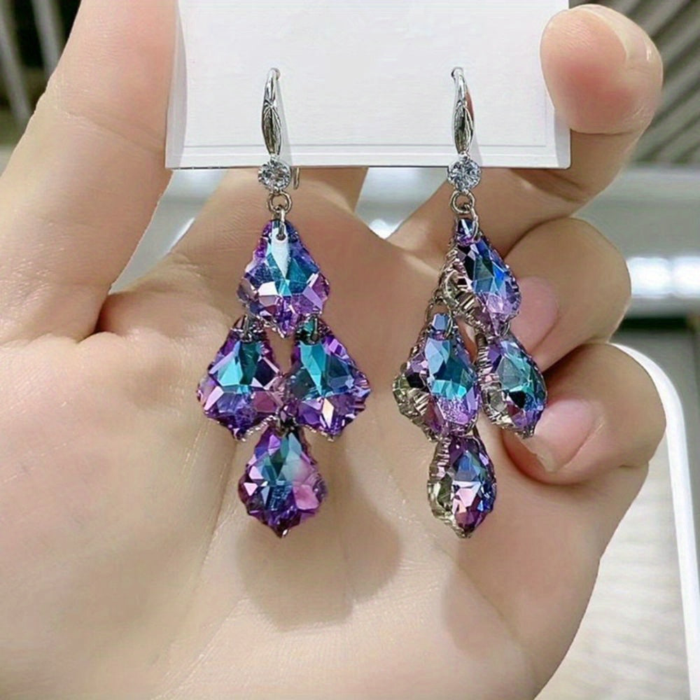 Colorful CZ Water Drop Hook Earrings For Girls