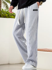 Men's Drawstring Sweatpants Loose Fit Casual Baggy Straight Leg Trousers