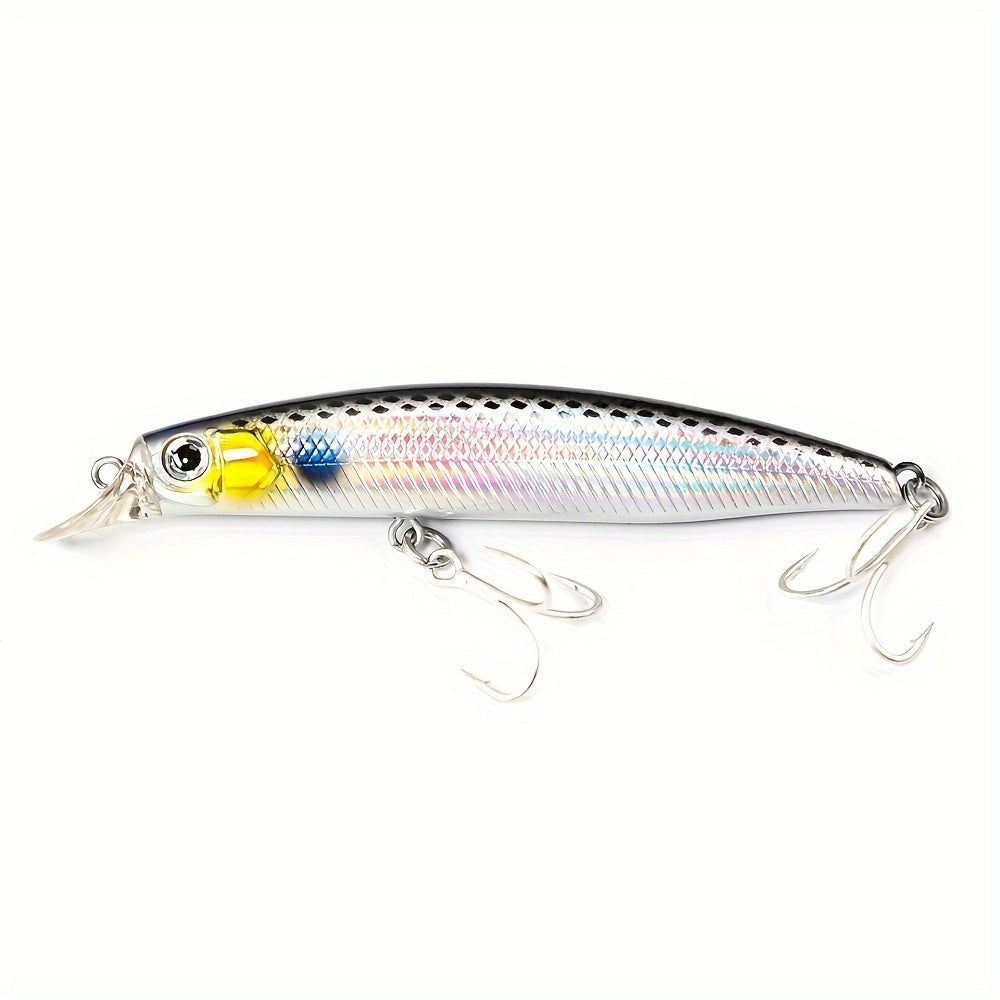 Slow Sinking Minnow Lure Bass Tuna Hard Bait Treble Hook
