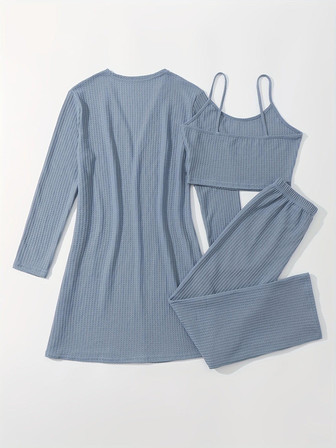 Waffle Knit 3-Piece Loungewear Set