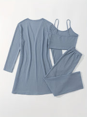 Waffle Knit 3-Piece Loungewear Set