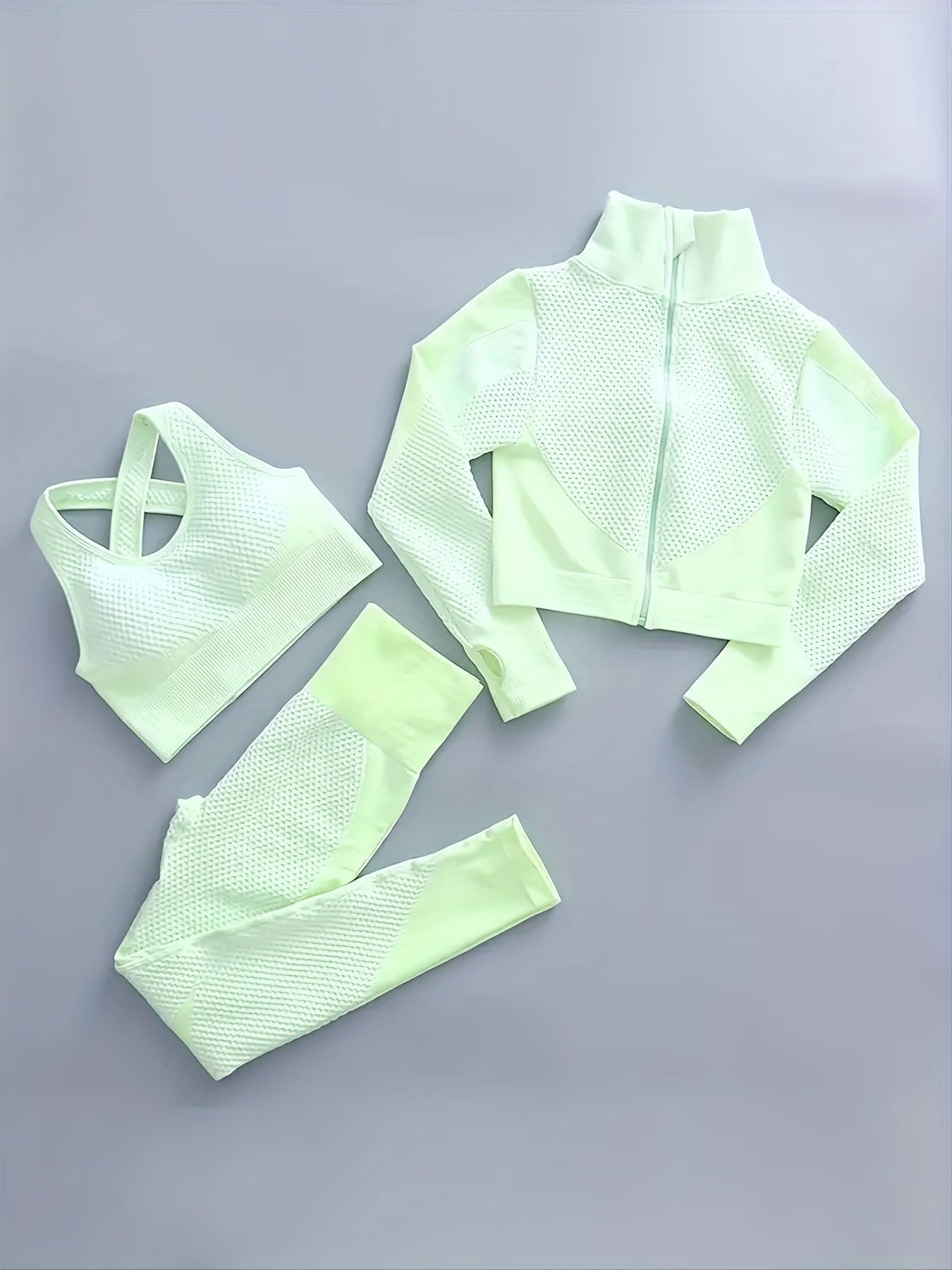 Ultimate Yoga Fitness Set: Seamless Top, Leggings, Sports Bra