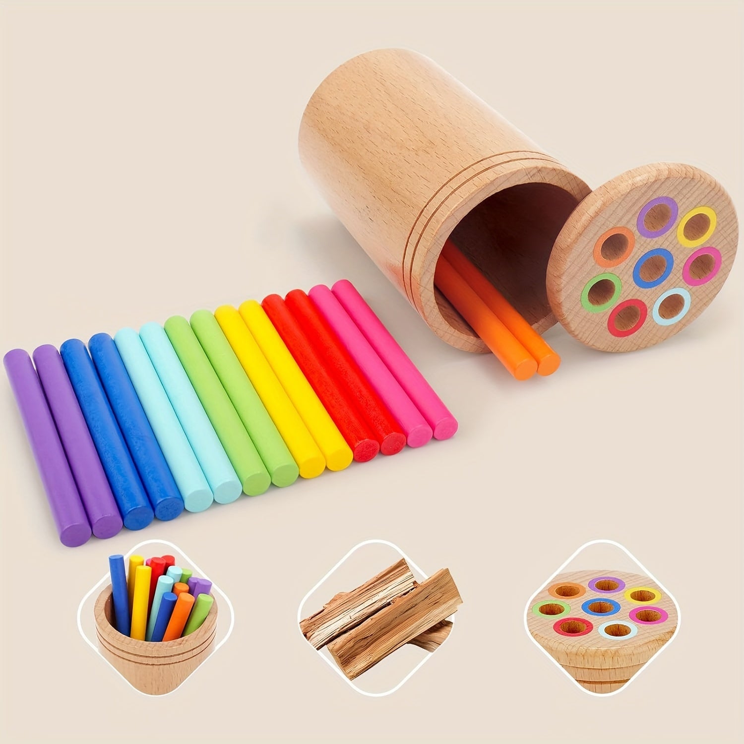 Wooden Balance Sticks for Sorting and Quantity Recognition