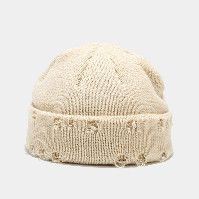 Unisex Woolen Retro Ripped Hip-hop Knitted Hat