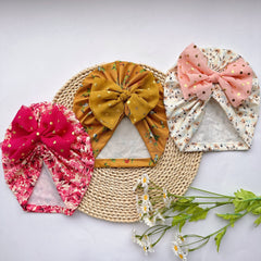 Soft Elastic Baby Print Bow Hat Kids Accessories