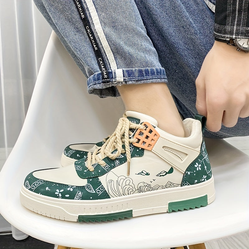 Men's Graffiti Print Walking Skate Shoes - Spring/Summer