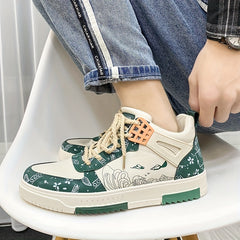 Men's Graffiti Print Walking Skate Shoes - Spring/Summer