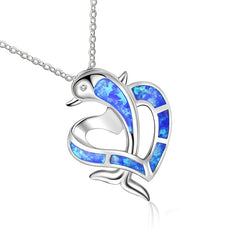 Dolphin Decor Heart Pendant Necklace - Party Gift For Girls