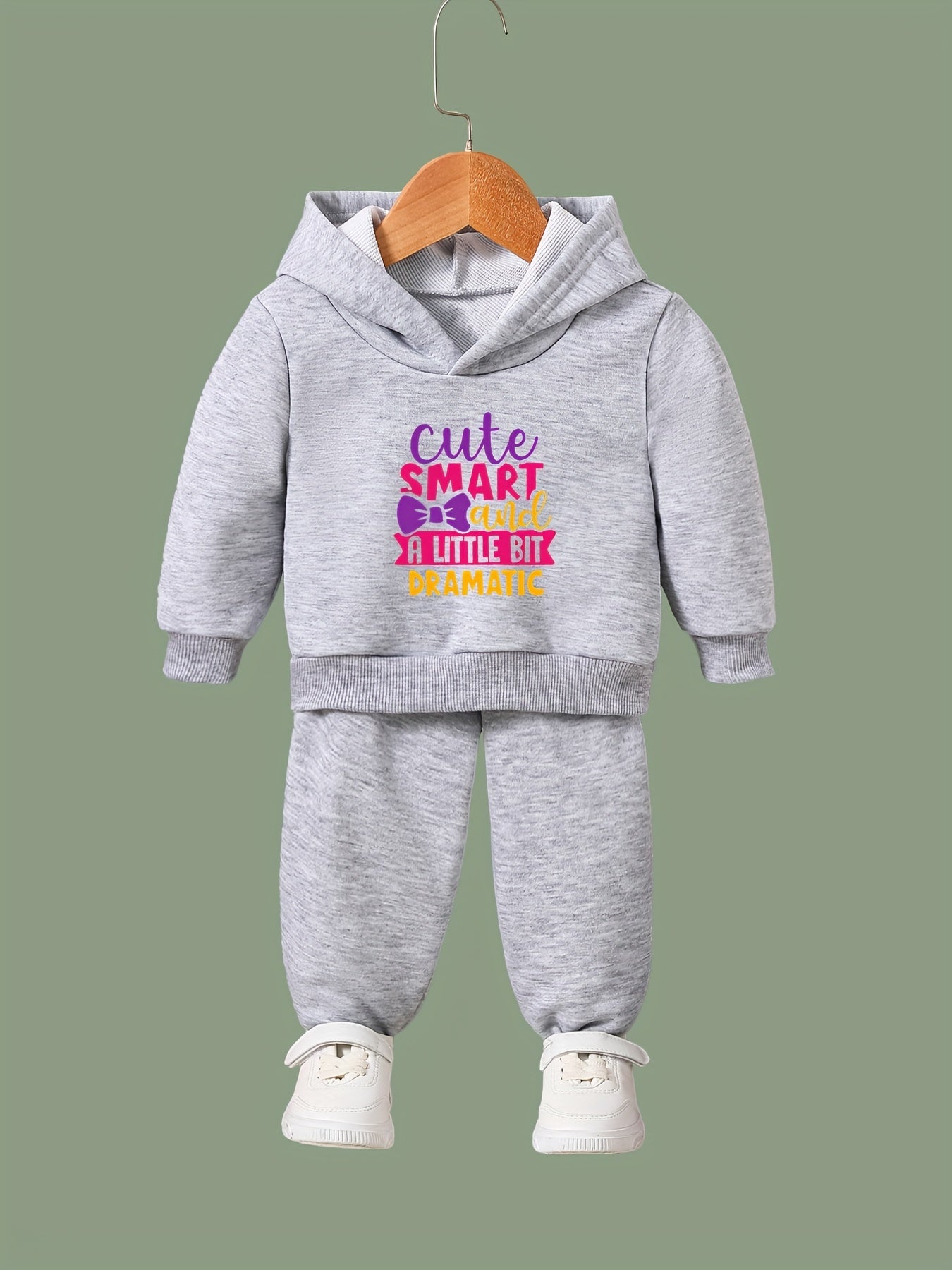 Kid's 2pcs Smart Print Long Sleeve Outfit Hoodie & Pants Set