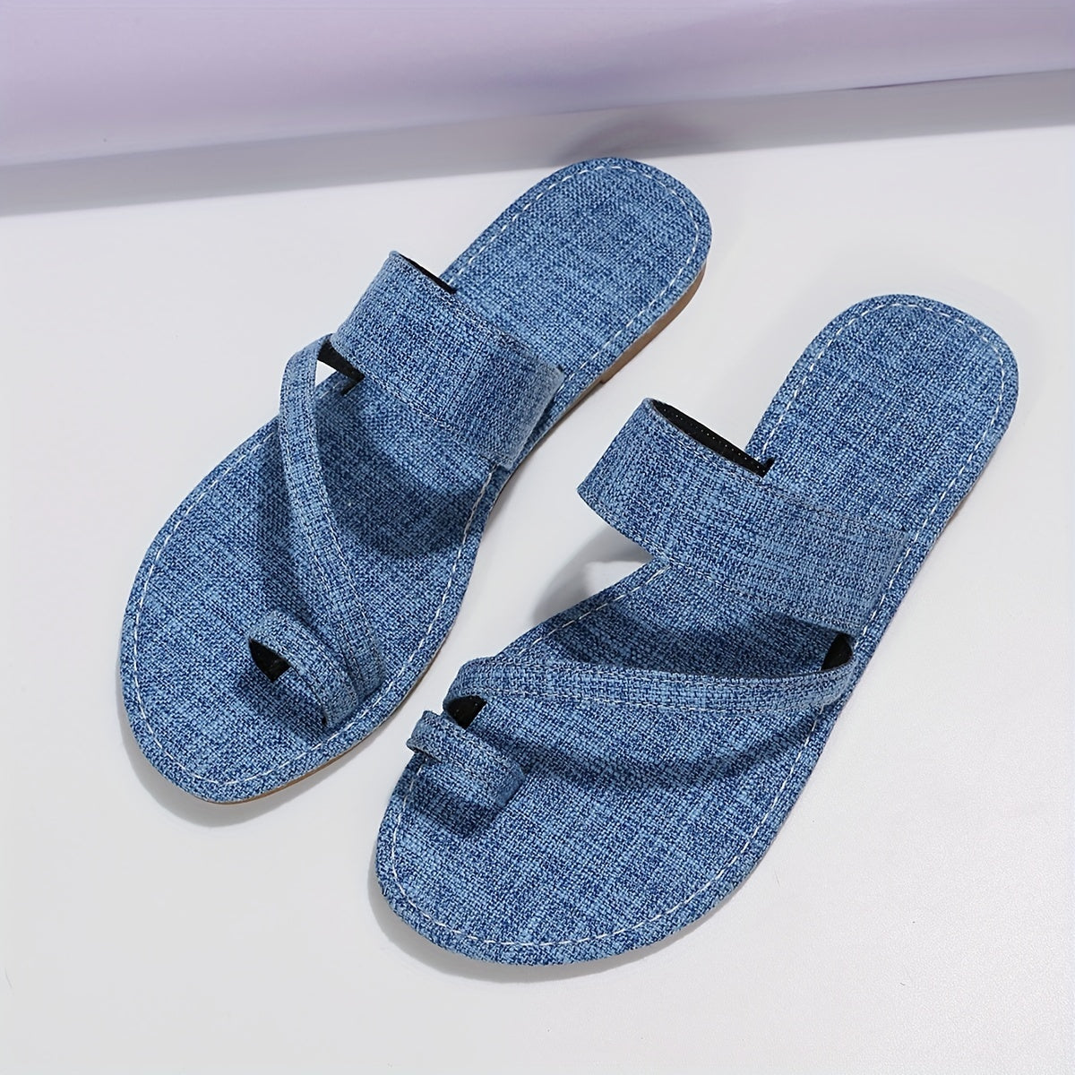 Women's Denim Flat Slide Sandals Non Slip Shoes
