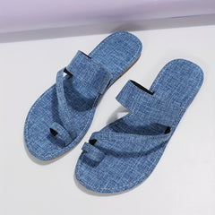 Women's Denim Flat Slide Sandals Non Slip Shoes