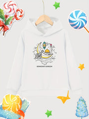 Moon Pattern Girl's Cotton Hoodie Active Breathable Hooded Sweatshirt