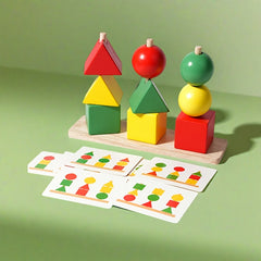 Colorful Wooden Geometric Shape Matching Set for Early Childhood