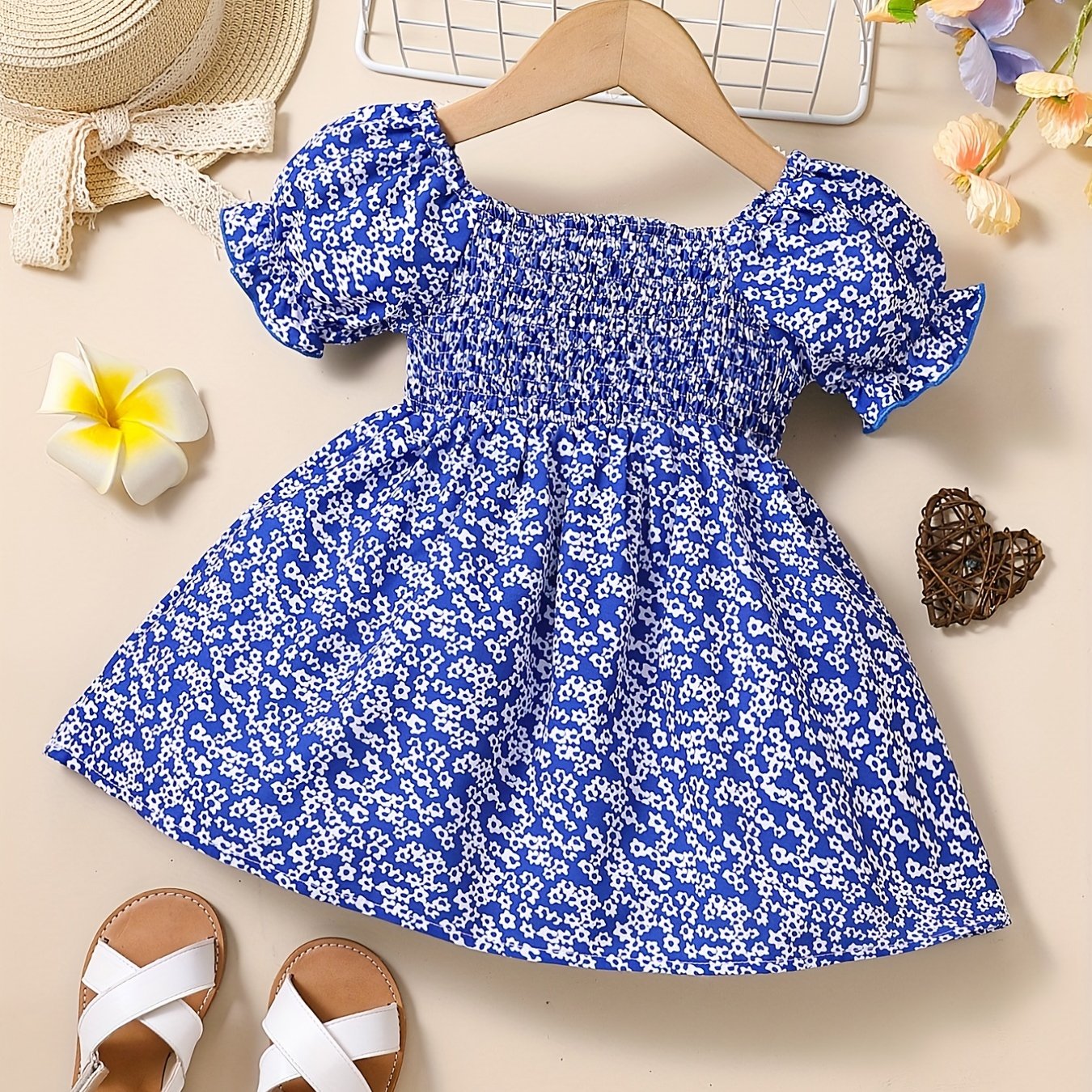 Baby Girls Floral Print Dress for Summer Fun