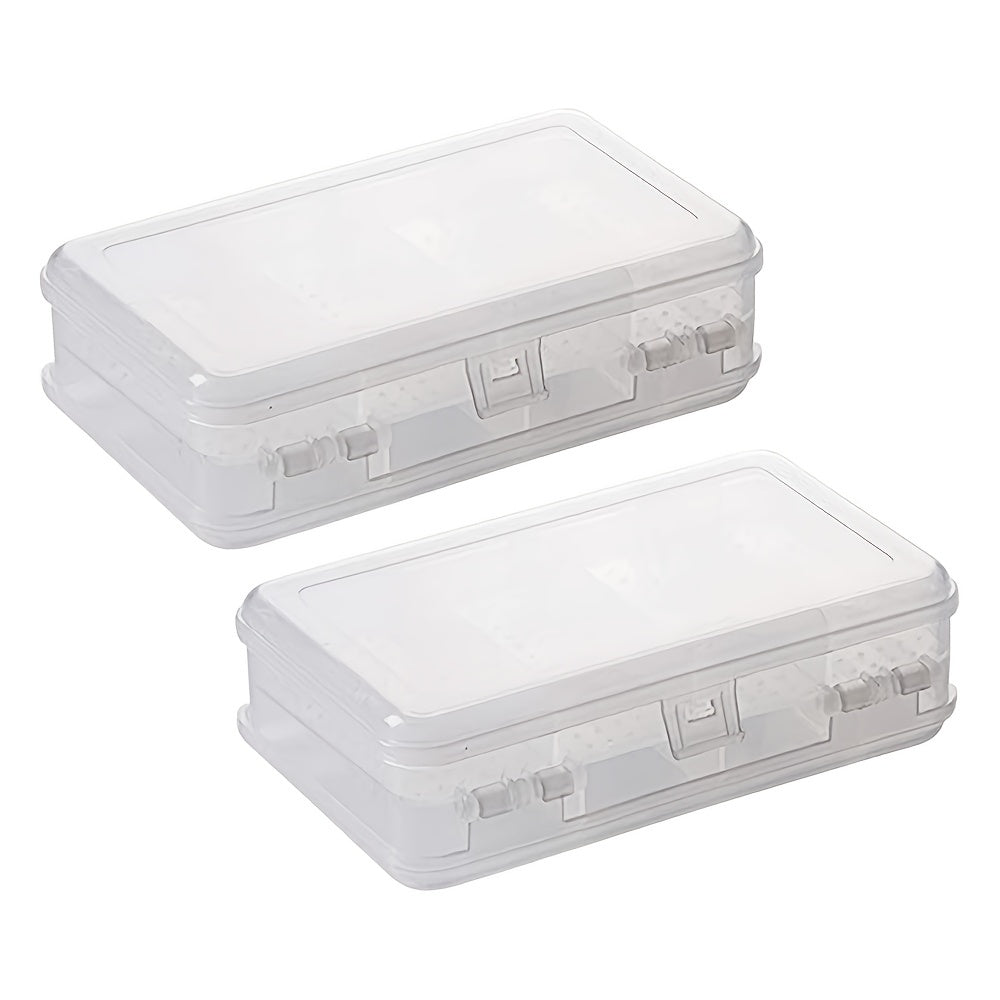 2pcs Clear Double Layer Plastic Jewelry Box Organizer Storage Container