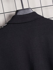 Turn Down Collar Shirt Contrast Buttons Short Sleeve Knit Shirt
