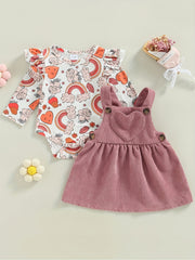Girls Infant Puffy Suspender Dress & Romper Set