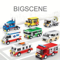 100 pcs Building Block Toy Cars, 8 Styles, Cityscape Construction Vehicles