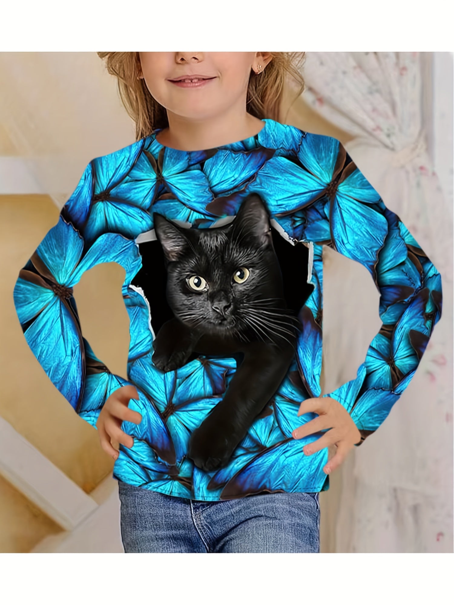 3D Print Kitty Friends Graphic T shirt for Girls