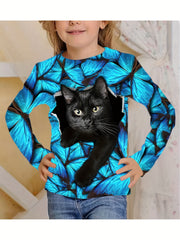 3D Print Kitty Friends Graphic T shirt for Girls
